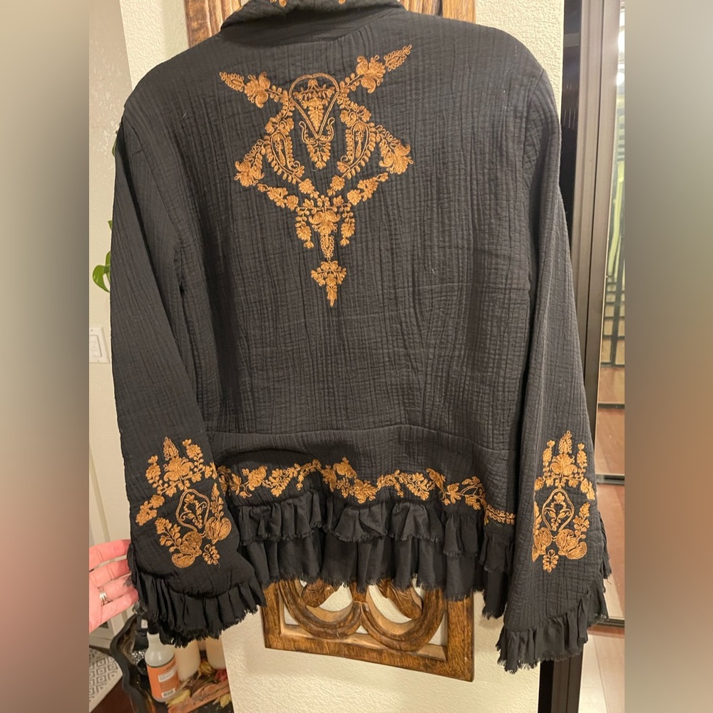 Free people embroidered soft cotton jacket - Picture 3 of 5